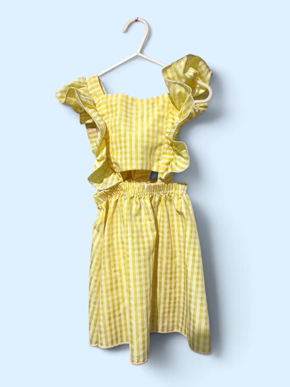 Yellow Gingham Ruffle Kids Dress